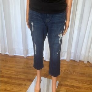 Jennifer Lopez Midnight Blue Distressed Cropped Jeans